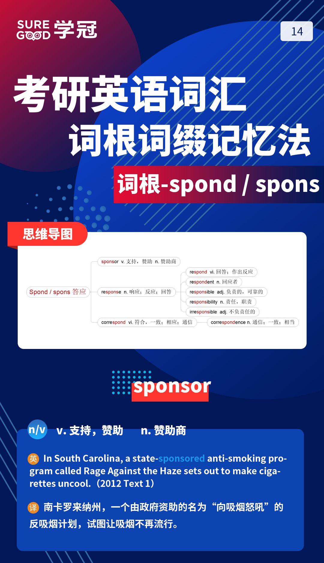 考研英语词汇词根词缀记忆法之词根spond/spons的记忆-14