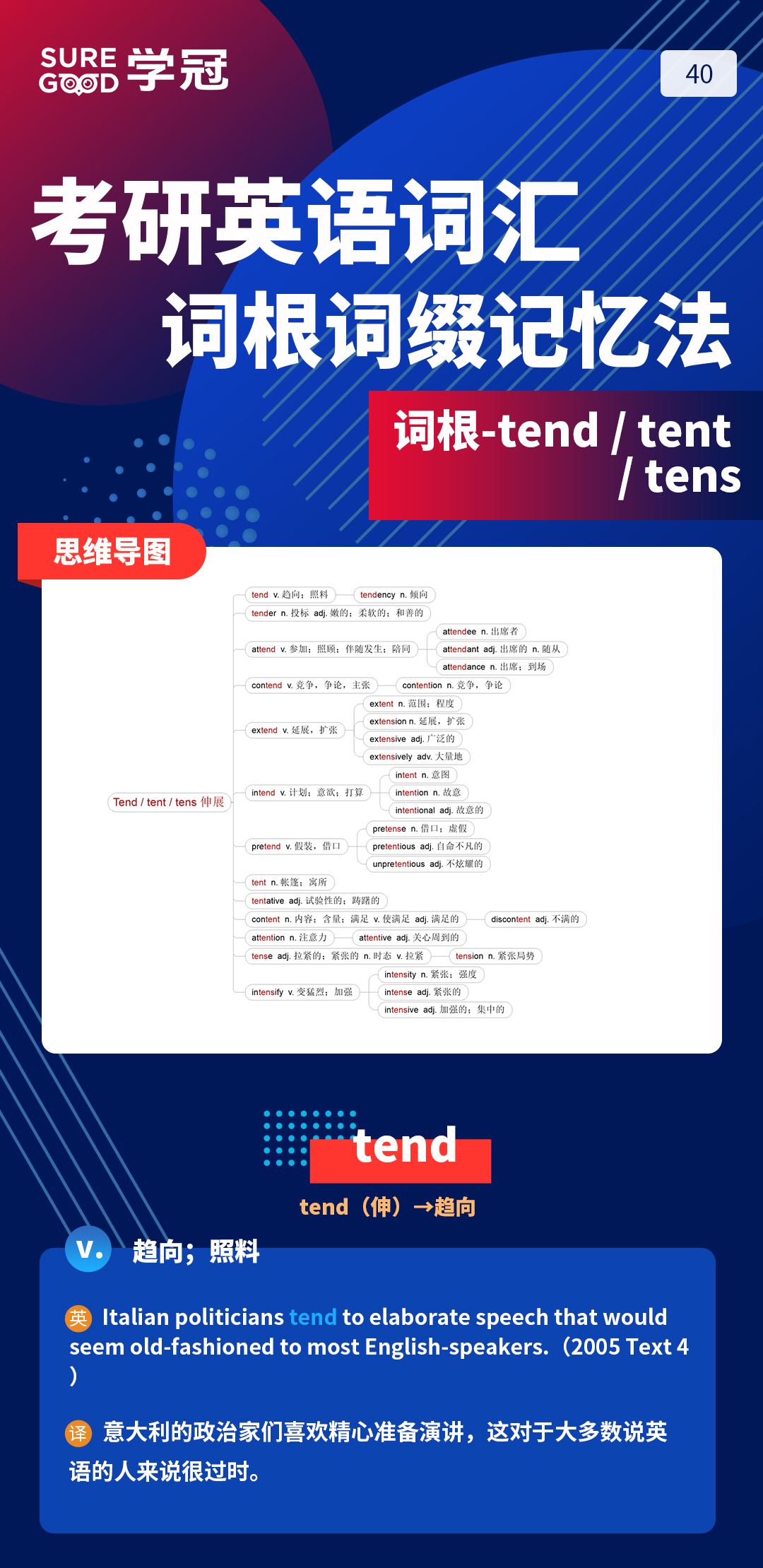 考研英语词汇词根词缀记忆法之tend的记忆-40