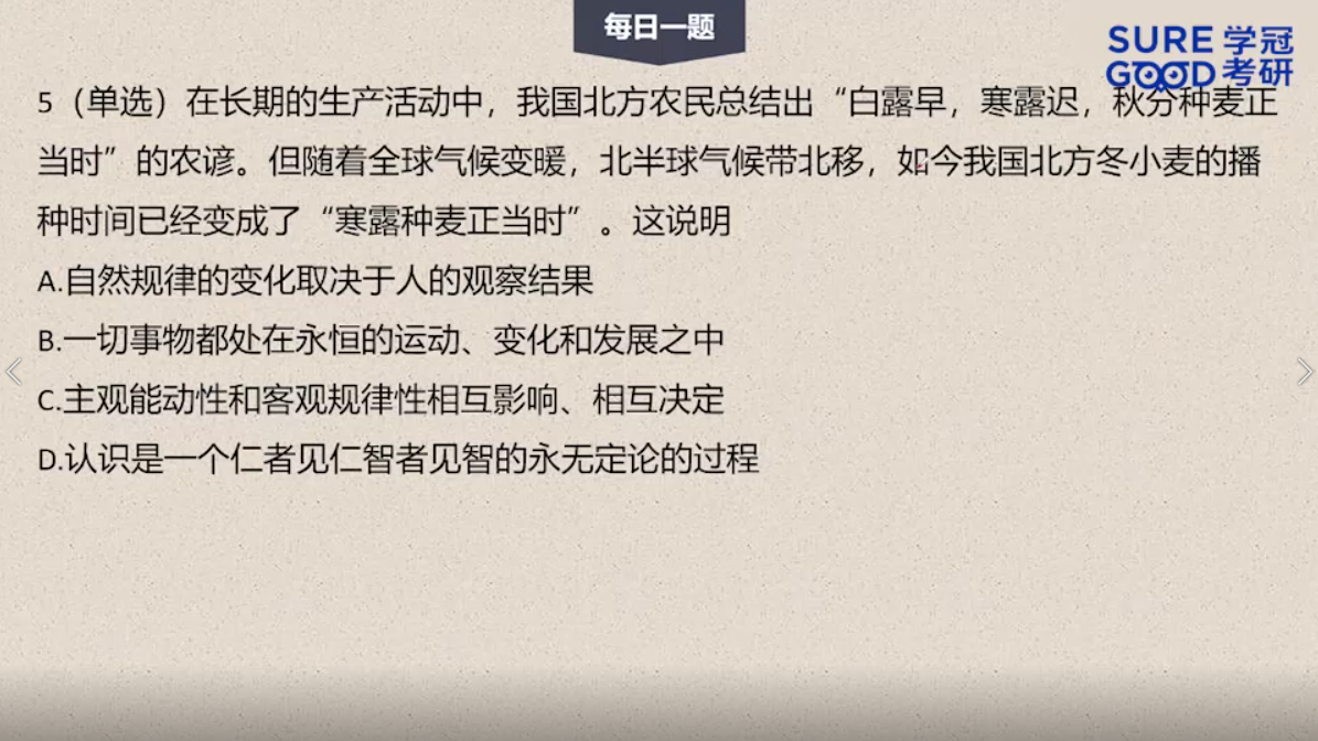 学冠考研政治每日一题