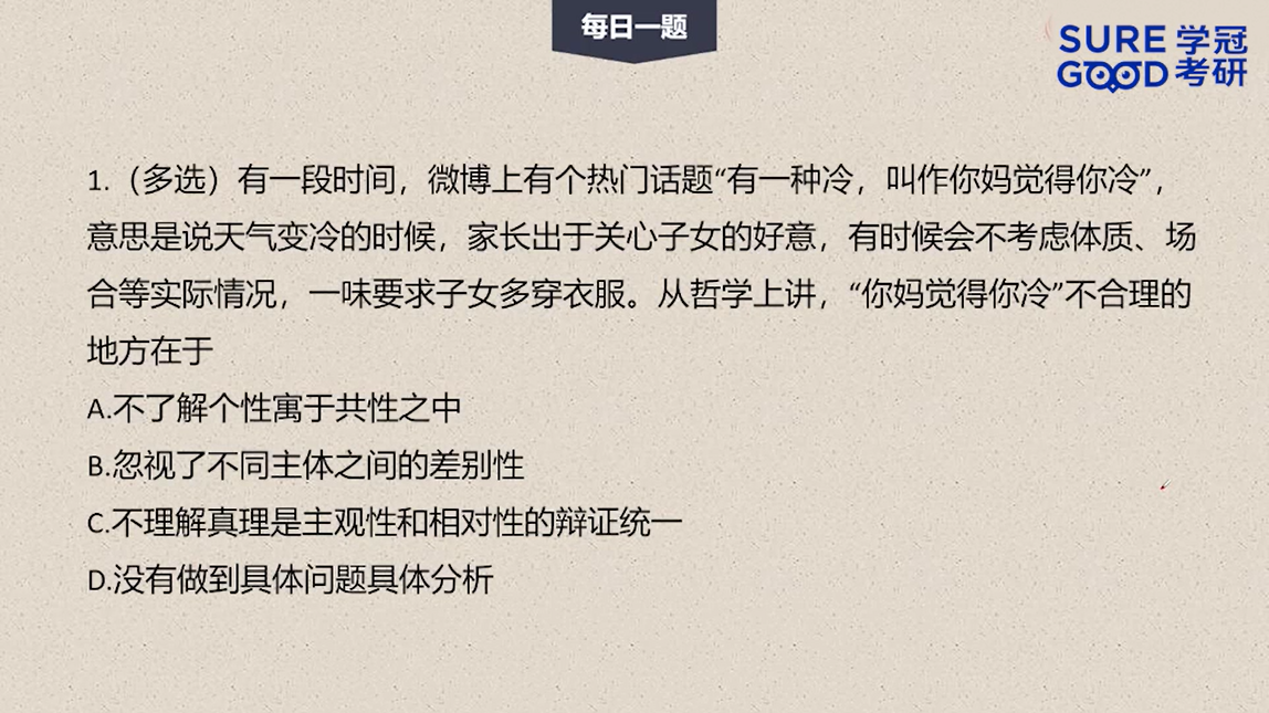 学冠考研政治每日一题