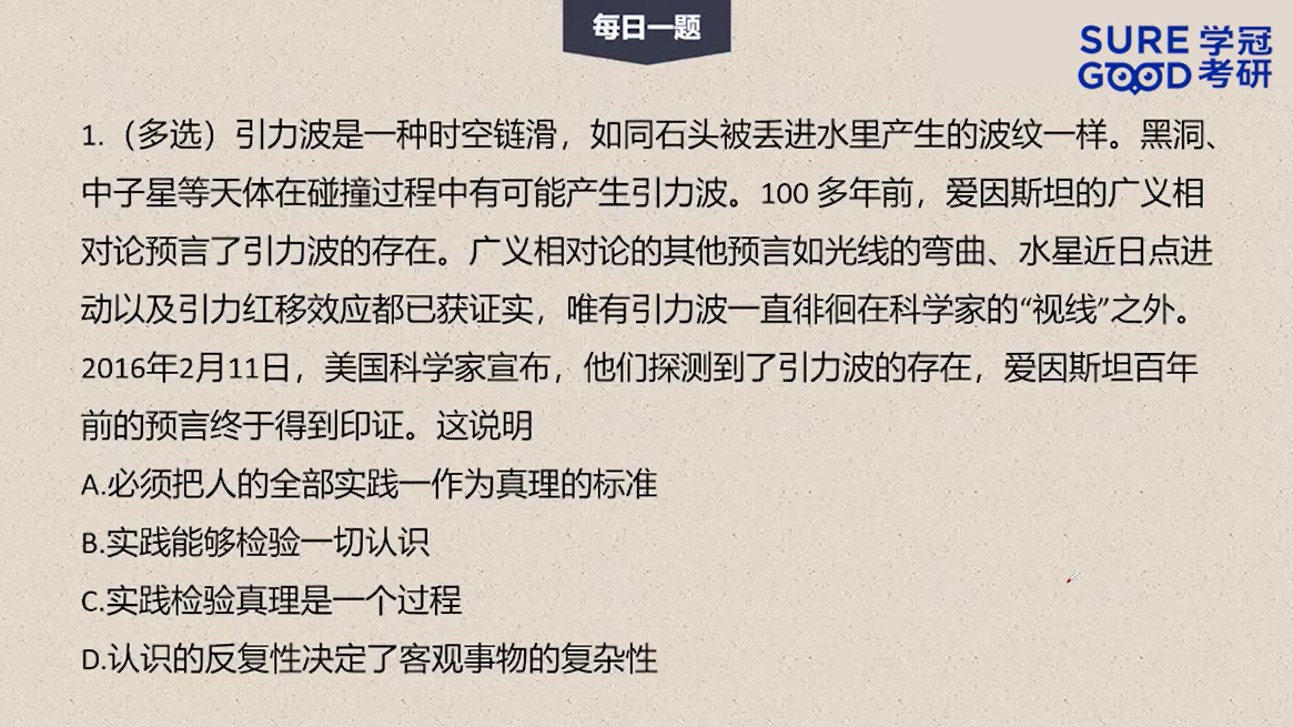 学冠考研政治每日一题