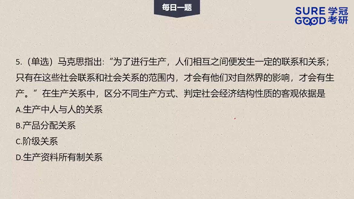 学冠考研政治每日一题