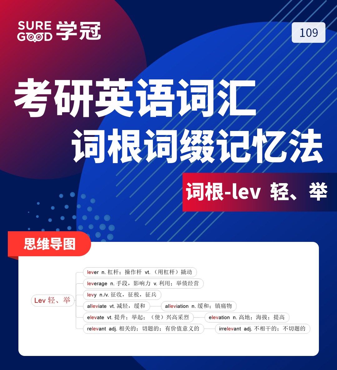 学冠教育考研英语记忆好方法之考研英语词根词缀lev的记忆