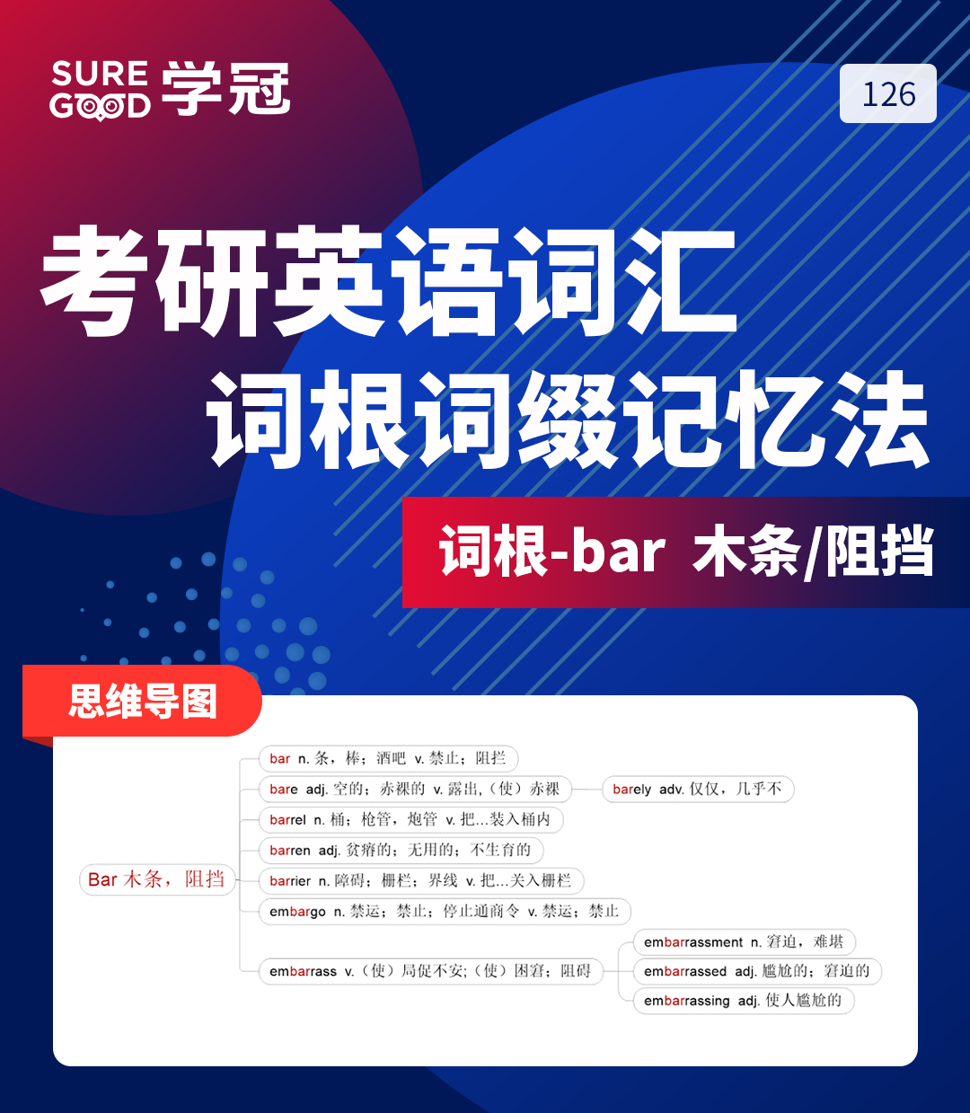 学冠教育带你进行考研英语记忆好方法之词根词缀bar的记忆