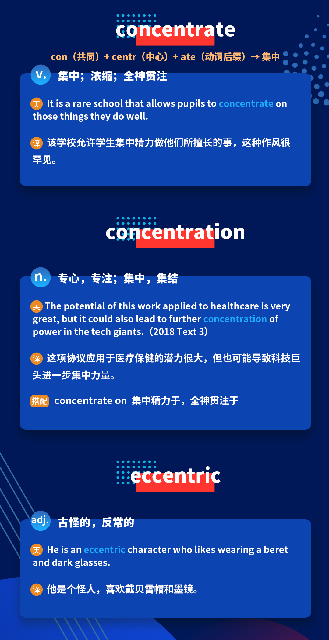 学冠教育带你进行考研英语记忆好方法之词根词缀centr的记忆