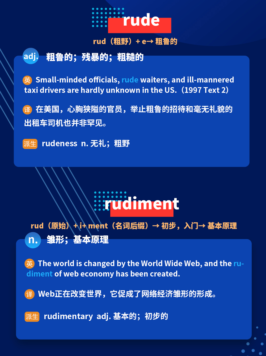 学冠教育带你进行考研英语词根词缀rud的记忆